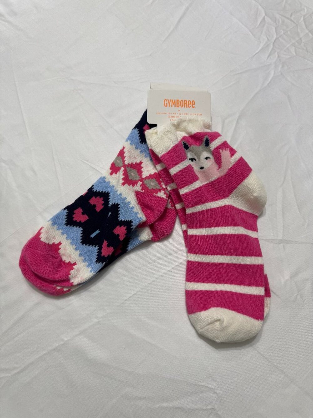 Gymboree Pink Fox Print Socks (2 Pairs) Girls Medium